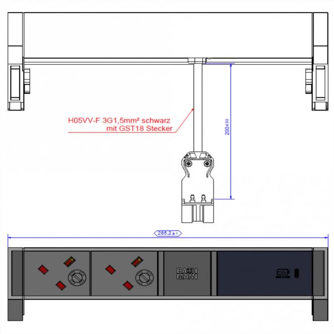 DESK2 2xUK 1xUSB C 60W, 0,2m GST18 INOX Großbritannien 