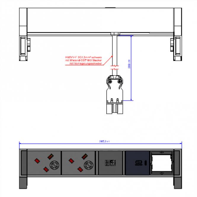 DESK2 2xUK 1xUSB C 30W 1xCM, 0,2m GST18 INOX Großbritannien 