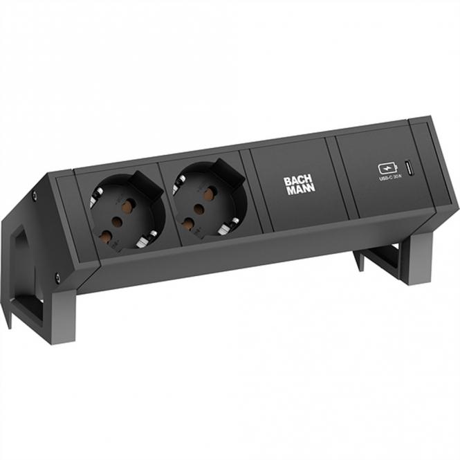 DESK2 2xP40 1xUSB C 30W, 0,2m GST18 RAL9005 Italien 