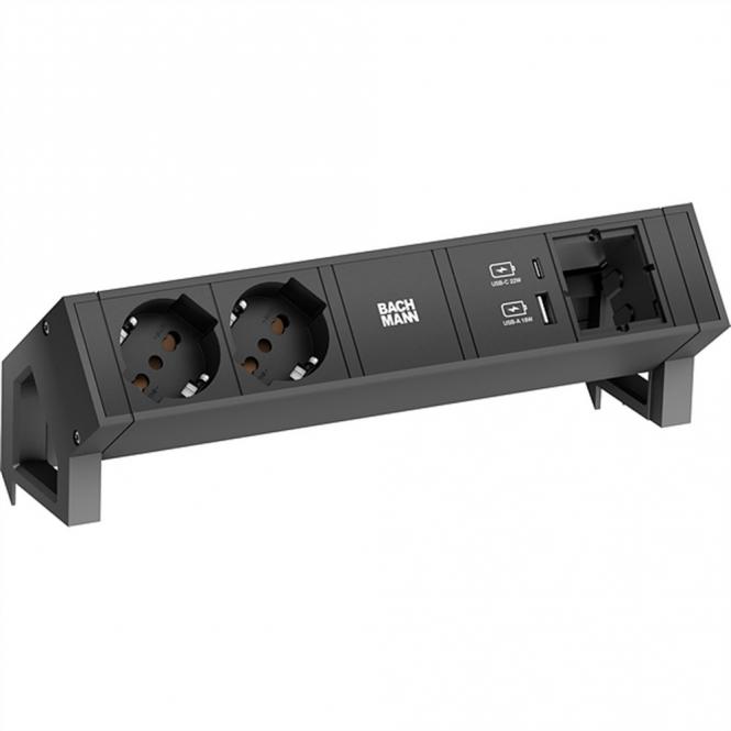 DESK2 2xP40 1xUSB A/C 22W 1xCM, 0,2m GST18 RAL9005 Italien 