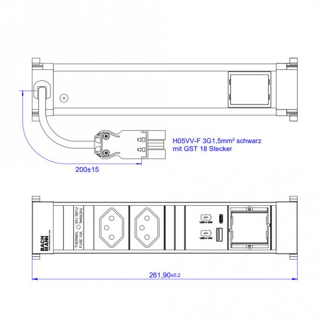 POWER FRAME M 2xCH, 1xUSB A&C 22W 1xCM 0,2m GST18 Schweiz 