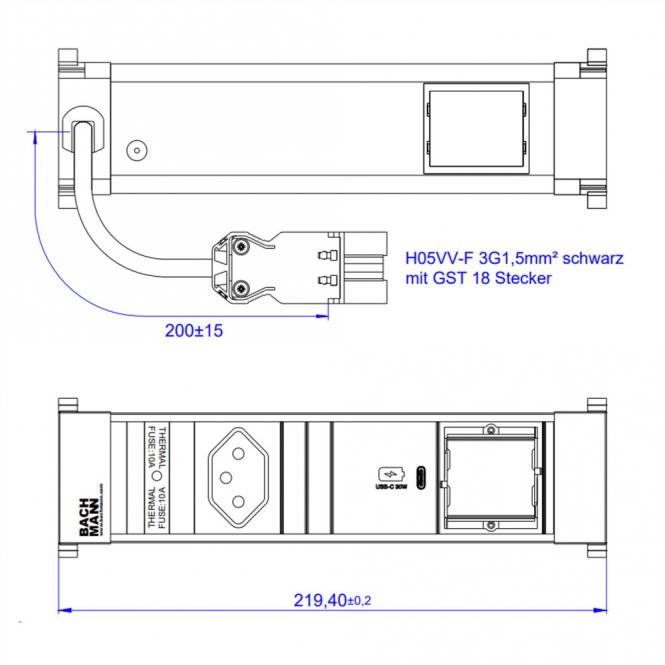 POWER FRAME S 1xCH, 1xUSB C 30W 1xCM 0,2m GST18 Schweiz 