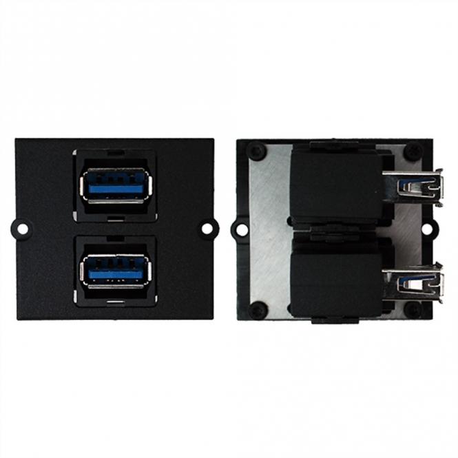 Rahmen 2xUSB 3.0, 90° Abgang seitlich 