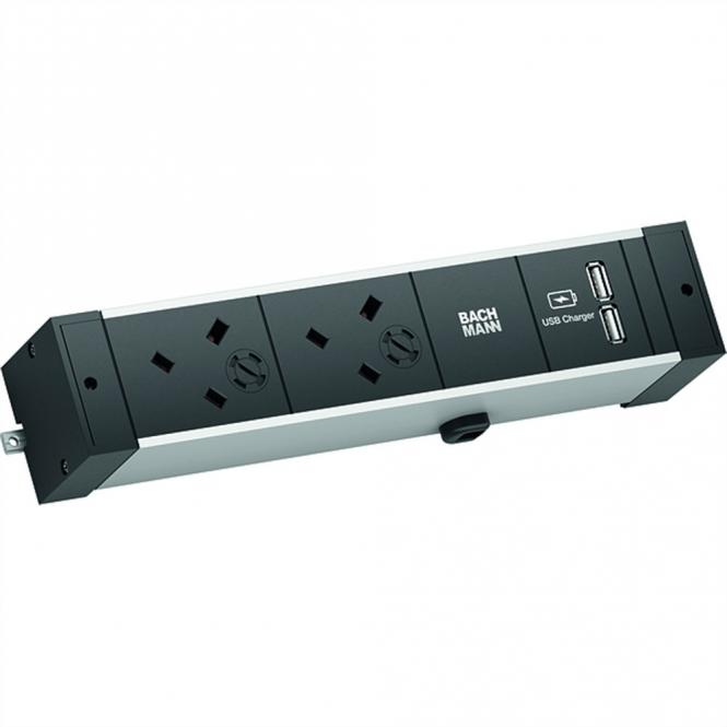 DESK RAIL 2xUK USB Charger, 2,0m GST18 Großbritannien 