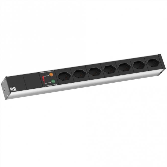 BASIC 19 Zoll 1HE 7xT13 90° SPD, Strom 2,0m CH T12 Schweiz 