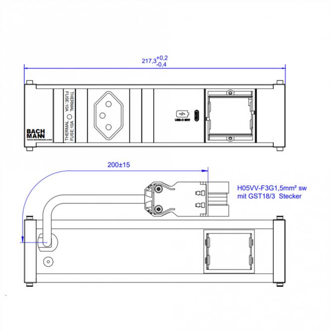 CONI 1xCH 1x USB C 30W, 1xCM 0,2m GST18 Suisse 