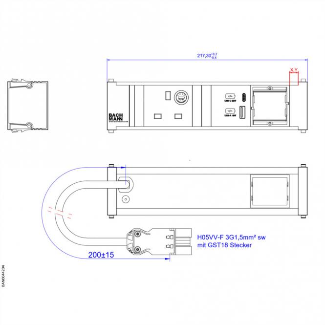 CONI 1xUK 1x USB A&C 22W, 1xCM 0,2m GST18 Grande-Bretagne 