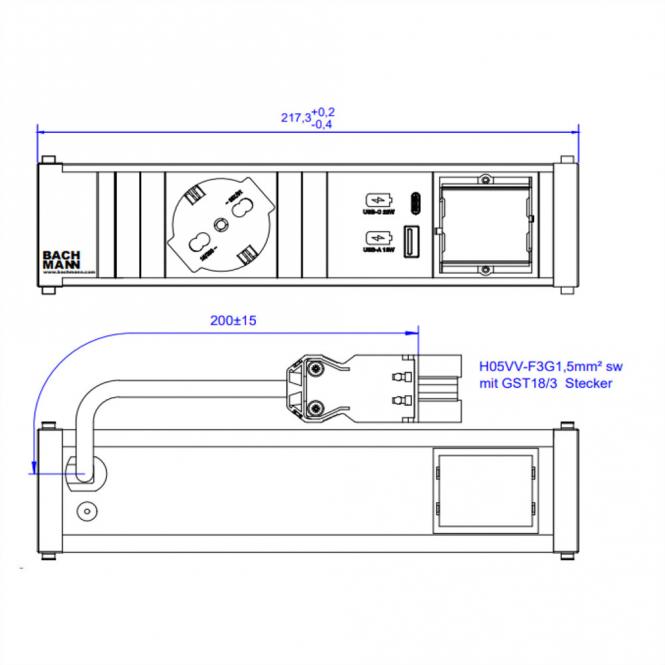 CONI 1xP40 1x USB A&C 22W 1xCM, 0,2m GST18 Italie 