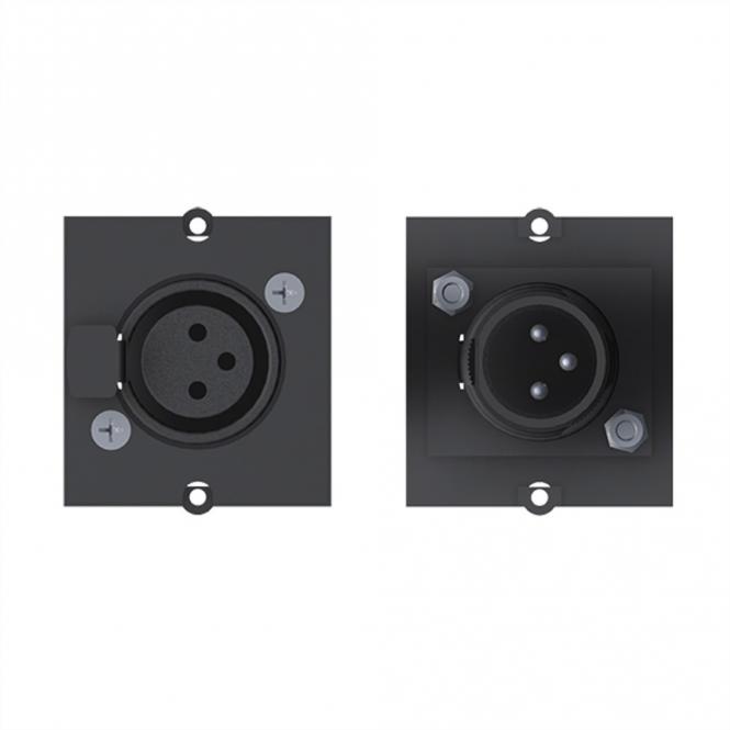 Rahmen XLR 3-polig Buchse, Schraubklemme 3-pol. Abdeckkappe 