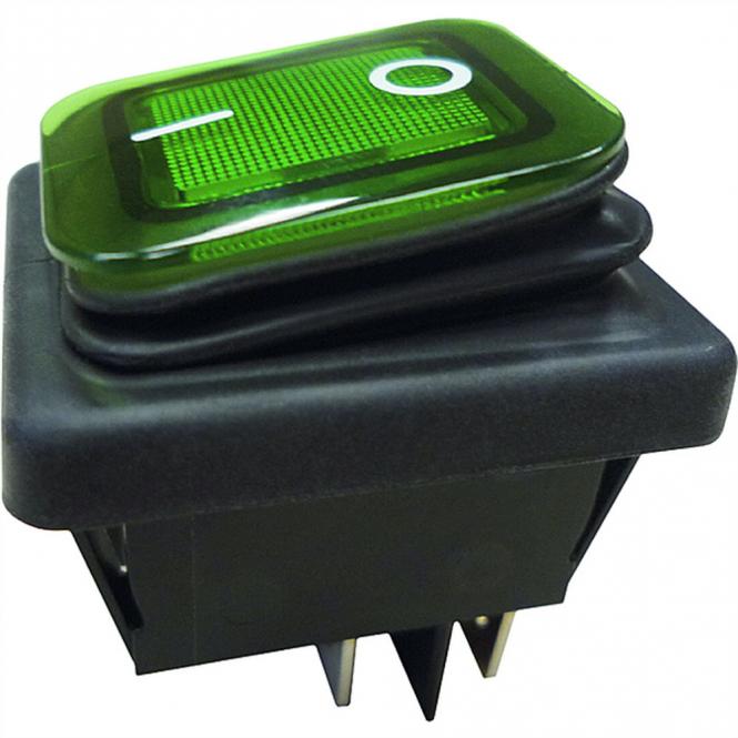 Wippenschalter Serie 3627, Aus schalter, bel., 2polig, IP65, schwarz / grün 