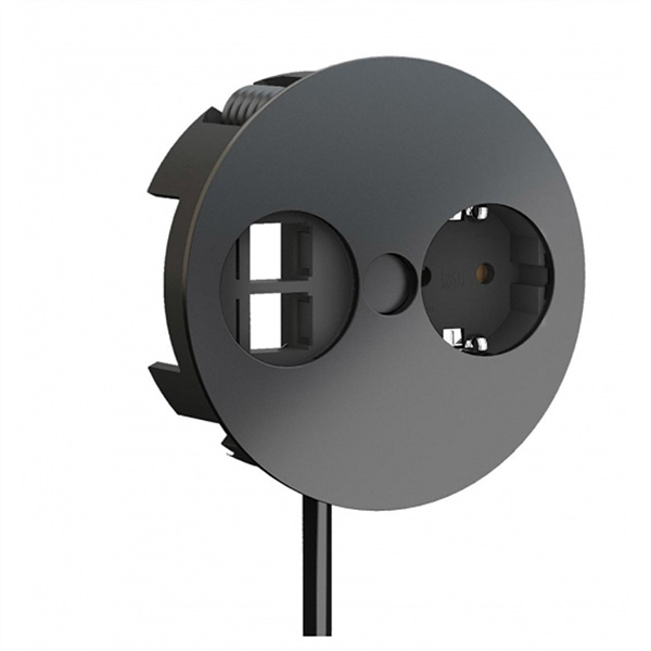 TWIST 1x Schutzkontakt 2x Keystone, GST18 Stecker, schwarz, 0,2m 