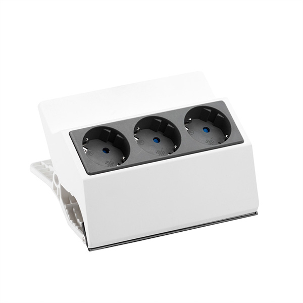 PEGGY Aufklemmsteckdosenleiste, 3x Schutzkontakt, weiß, 3,0m 