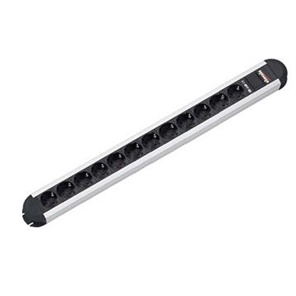Bande de prises, ALU, 45°, 1,75m 12 voies | sans interrupteur