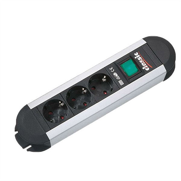 PRIMO Multiprise, 3x Schuko, interrupteur, aluminium, 1,75m 