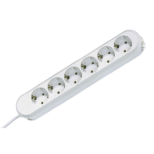 Bande de prises, 6 groupes sans interrupteur | 3,0 m | blanc