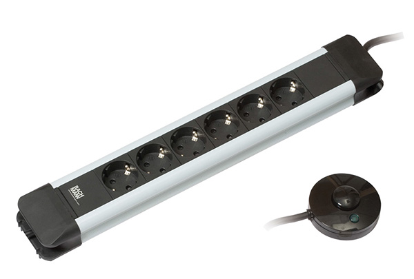 Multiprise, 6x, avec interrupteur à pédale, 1,5m 