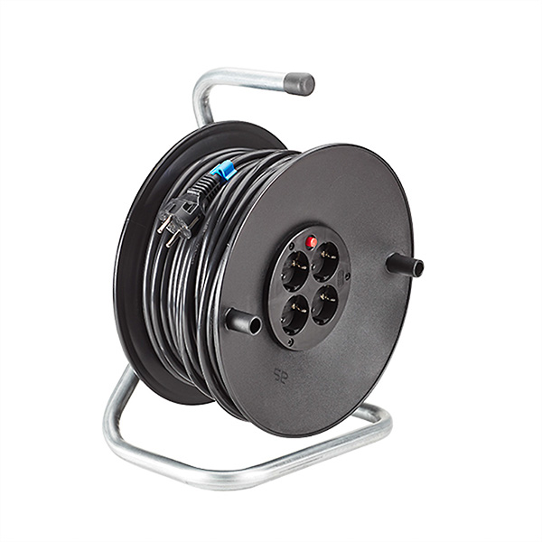 AC230V-Aufrollkabeltrommel, 4fach, Schuko, 50m 