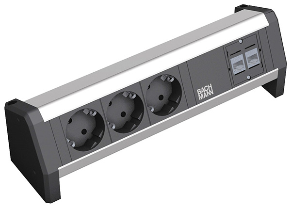 DESK 1, Steckdoseneinheit, 3x Schuko, 2x Kat. 5e 