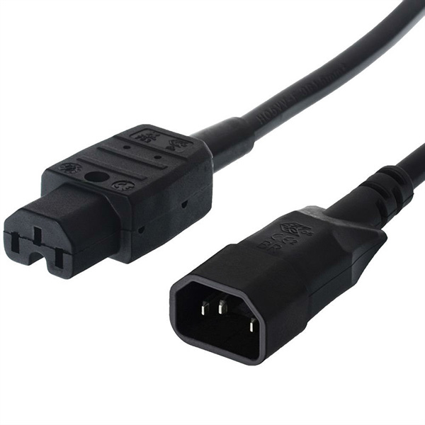 Netzkabel Stecker C14 zu Kupplung C15, schwarz, 1,0m 