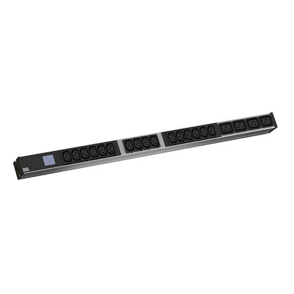 19-Zoll PDU, 1HE, 16x C13, 4x C19, Leistungsmessung, Anschluß CEE 16A, blau 