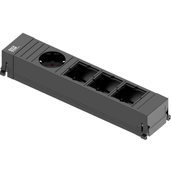 POWER FRAME Medium, 1x Schuko, 3x ABD, schwarz 