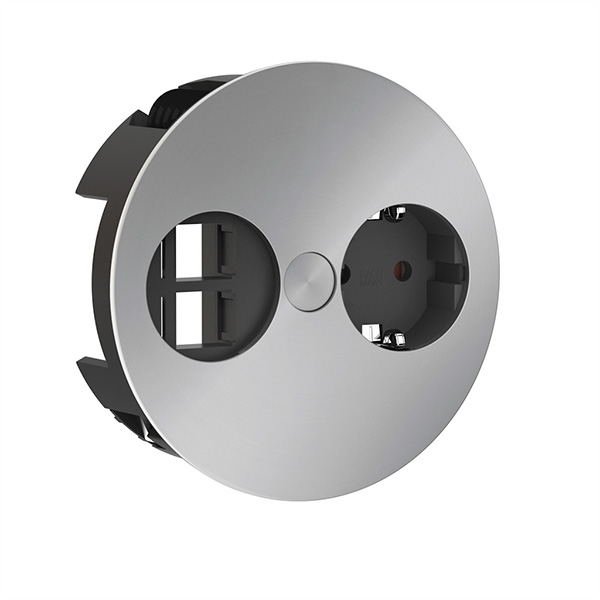 TWIST, 1x Schuko, 2x Keystone, GST18 Stecker, chrom, 0,2m 