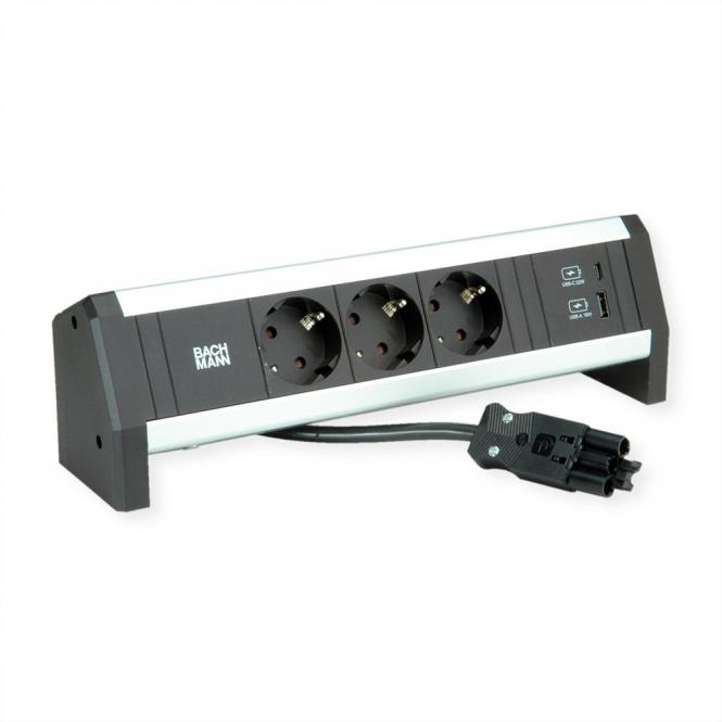 Desk1 3x Schutzkontakt, USB-Charger, GST18 0,2m 