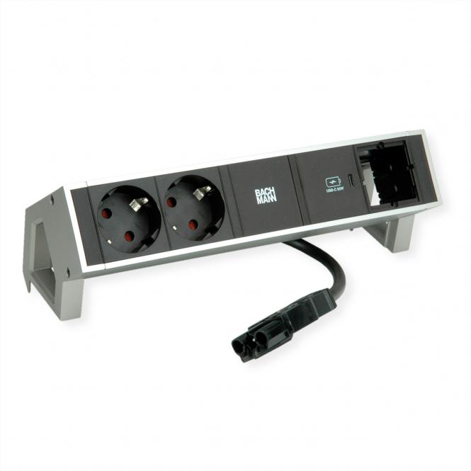 DESK2 2xSchutzkontakt USB C, USB Charger 30W 1xABD 0,2m GST18 INOX 