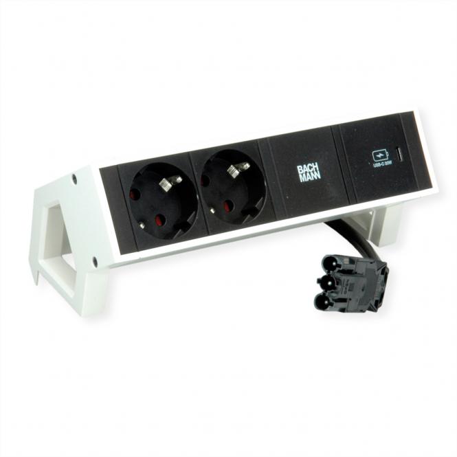 DESK2 2xSchutzkontakt USB C, USB Charger 30W 0,2m GST18 weiss 