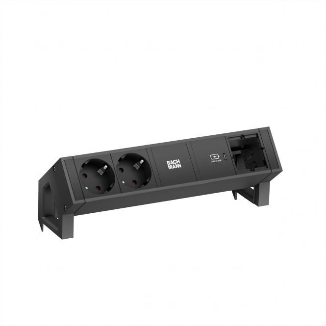 DESK2 2xSchutzkontakt USB C, USB Charger 30W 1xABD 0,2m GST18 Schwarz 