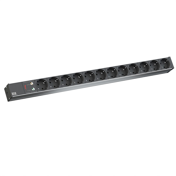 IT PDU ALU, 1HE, 12x Schutzkontakt, Zuleitung mit Schutzkontaktstecker 