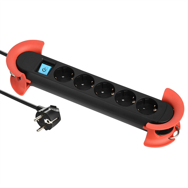 HOOK Indoor 5x Schutzkontakt, Kunststoff, mit Schalter, 5m 