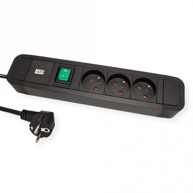 PRIMO 2 3xUTE 1xSchalter 2,0m CEE7/7, schwarz, 2m 