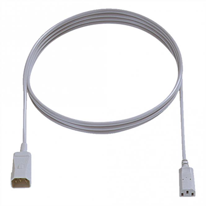 Kaltgeräteverlängerung H05VV-F 3G0,75mm², C14 / C13, grau, 2m 