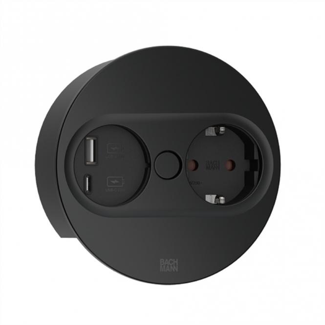 TWIST 2 1xCEE7/3 1xUSB A/C 22W 2,0m AEH RAL9005 30GE rund 