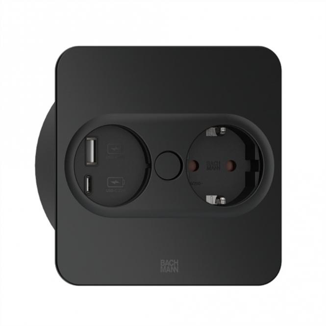 TWIST 2 1xCEE7/3 1xUSB A/C 22W 2,0m AEH RAL9005 30GE eckig 