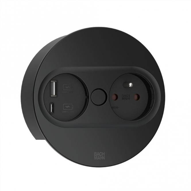 TWIST 2 1xUTE 1xUSB A/C 22W 2,0m AEH RAL9005 30GE rund 