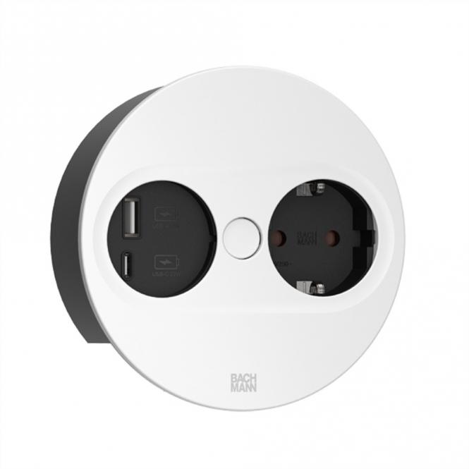 TWIST 2 1xCEE7/3 1xUSB A/C 22W 2,0m AEH RAL9010 30GE rund 