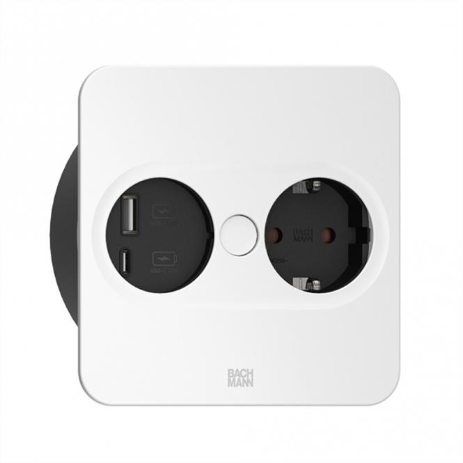 TWIST 2 1xCEE7/3 1xUSB A/C 22W 2,0m AEH RAL9010 30GE eckig 