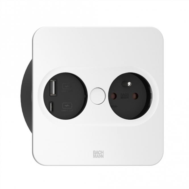 TWIST 2 1xUTE 1xUSB A/C 22W 2,0m AEH RAL9010 30GE eckig 