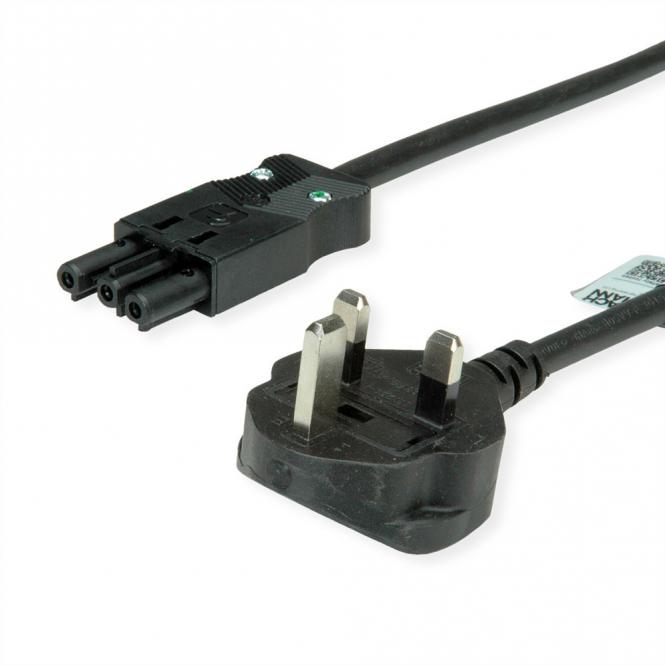 Zuleitung H05VV-F 3G 1,5mm² 5m, schwarz, UK-Stecker 13A Install.kupplung 