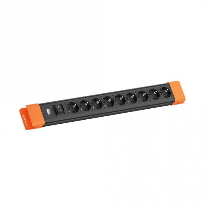 CONNECTUS 9xCEE7/3, 1xinterrupteur 2,0m CEE7/7 noir/orange 