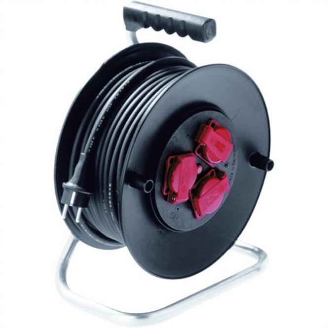 Schutzkontakt-Aufrollkabeltrommel 3fach 230VAC, IP44, 40m 