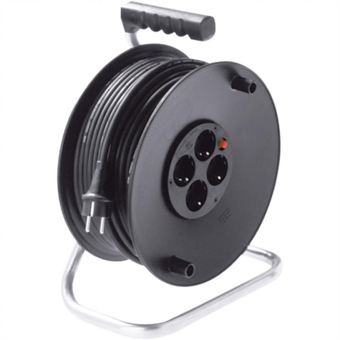 Schutzkontakt-Aufrollkabeltrommel 4fach 230VAC, 50m 
