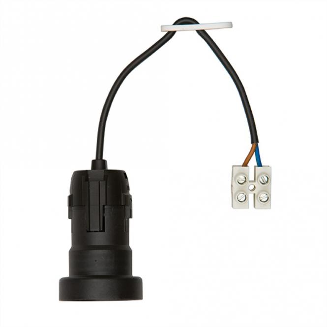 Baustellenfassung E27, H03VV-F 2x0,75mm, Schraubklemme, schwarz, 0,2m 