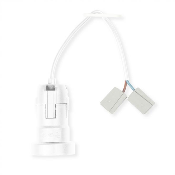 Baustellenfassung E27, H03VV-F 2x0,75mm Steckklemmen, schwarz, 0,2m 