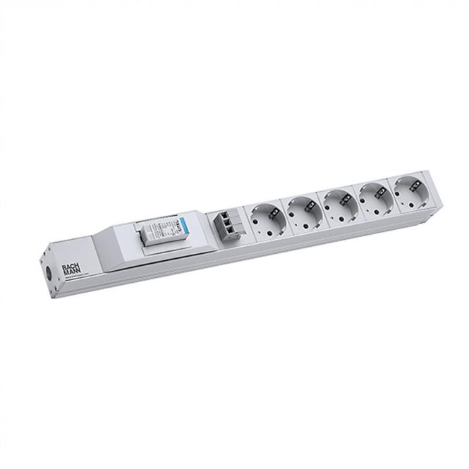 19-Zoll 1HE 5xCEE7/3 1xSPD Citel, 2,0m H05VV-F 3G1,50mm schwarz 