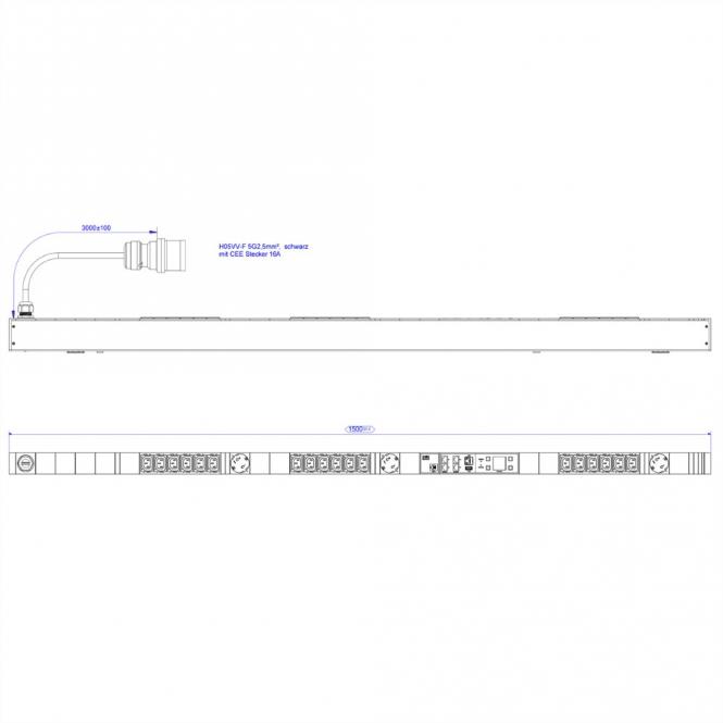 BN7500 18xC13 3xCEE7/3, prise de mesure 5G2,5 CEE3x16A Lan, prise de commutation D. 