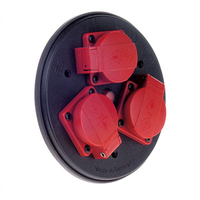 Insert de prise 3x avec couvercle, protection thermique, rouge 