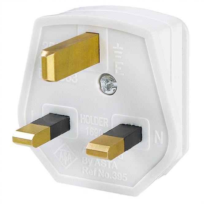 Fiche à contact de protection, Angleterre UK 13A / 250V blanc, 13A Fuse 